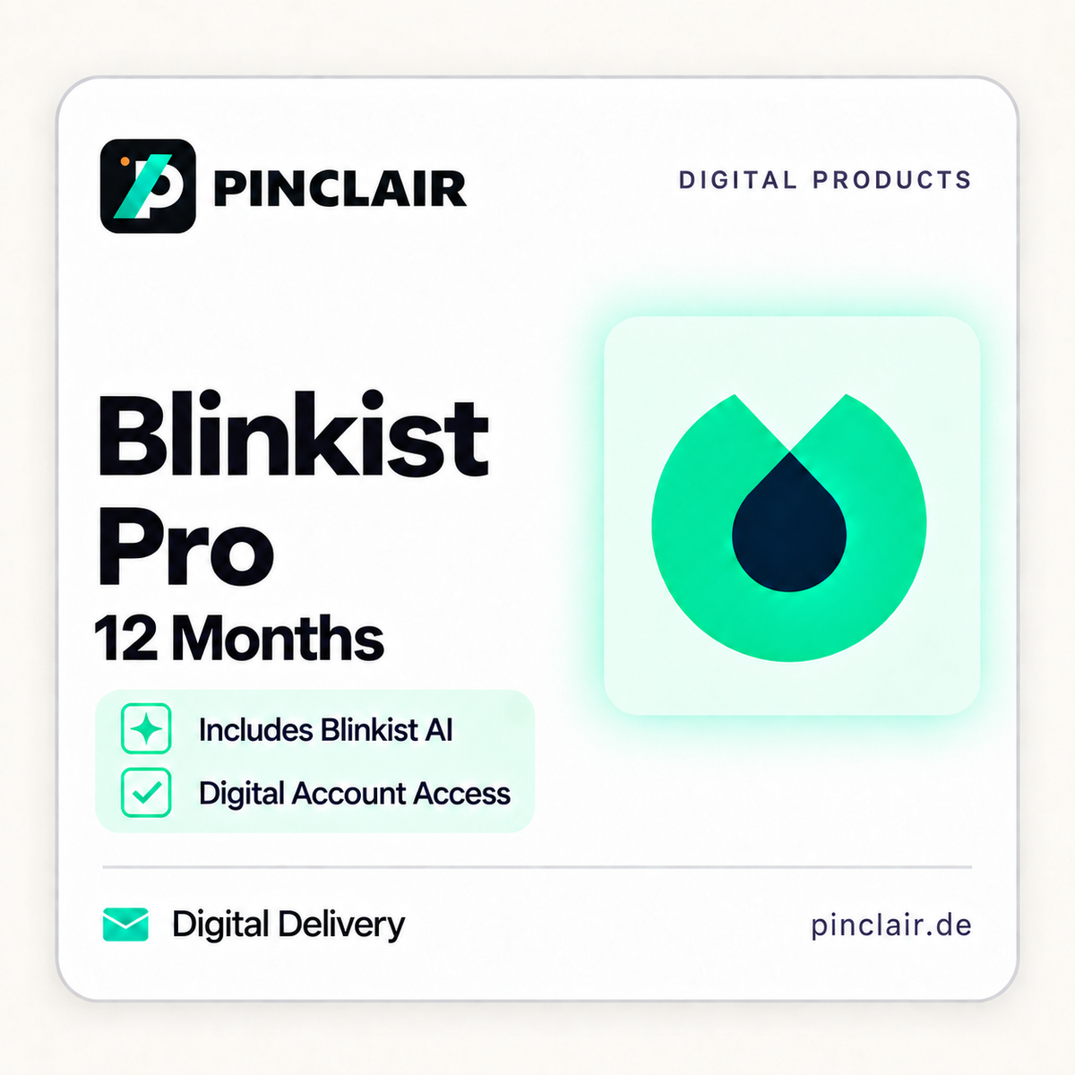 Blinkist Pro including Blinkist AI: twelve months of digital account access – Pinclair