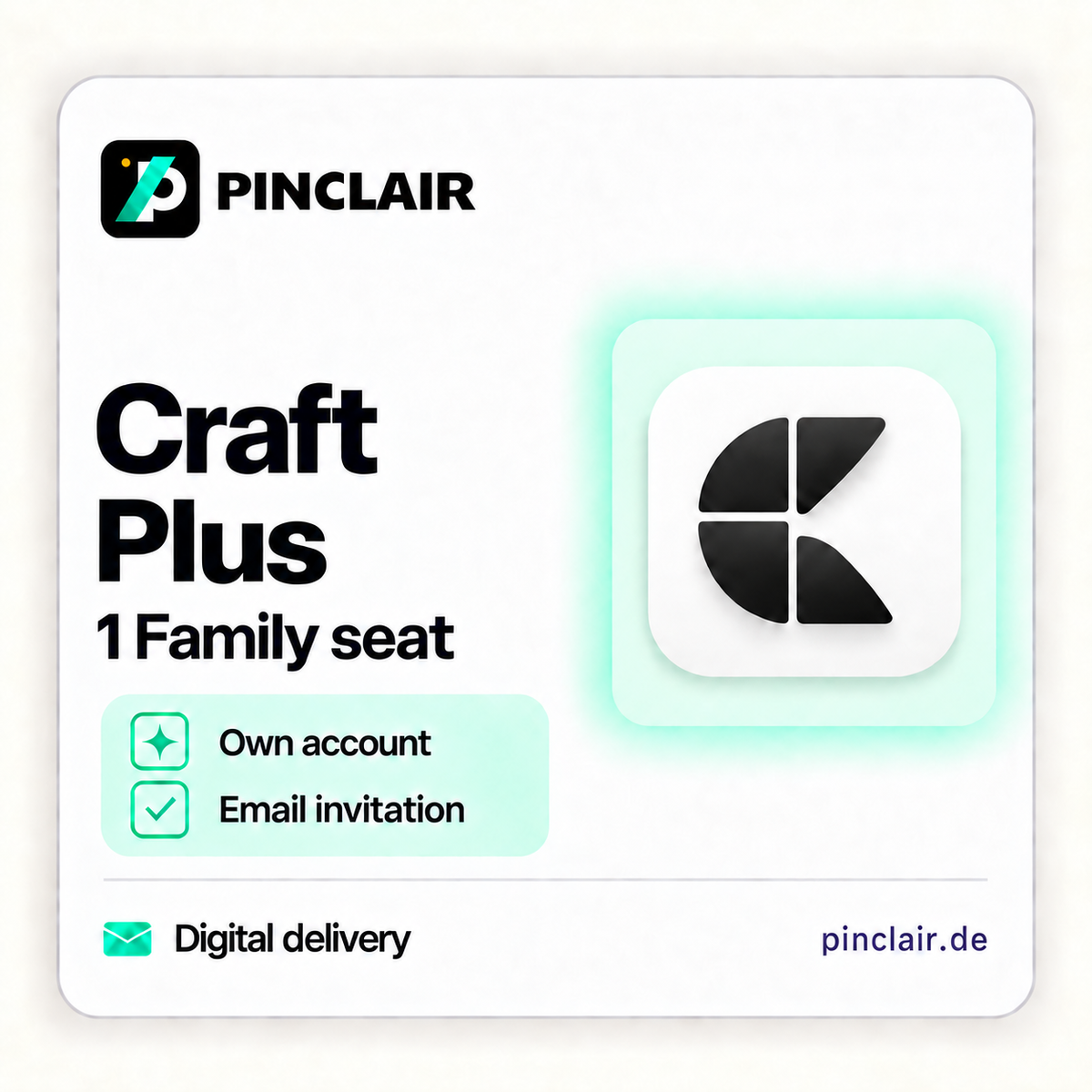 Craft Plus: one Family seat on your own account with an email invitation – Pinclair