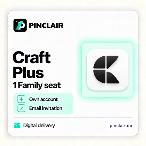 Craft Plus: one Family seat on your own account with an email invitation – Pinclair