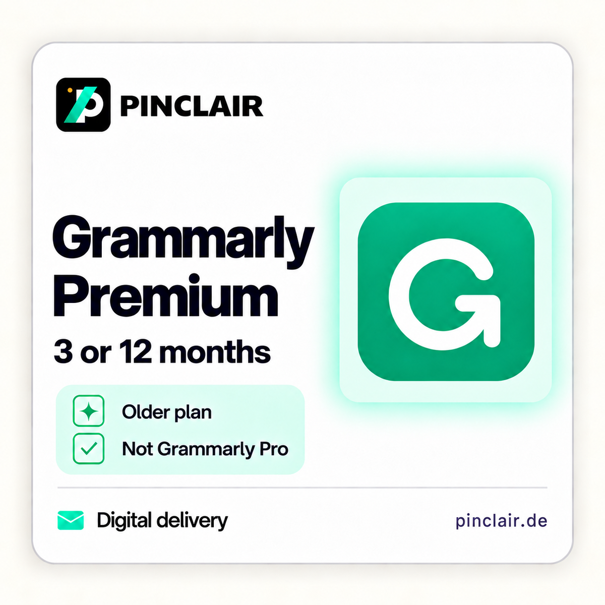 Grammarly Premium: three or twelve months, older plan, not Grammarly Pro – Pinclair