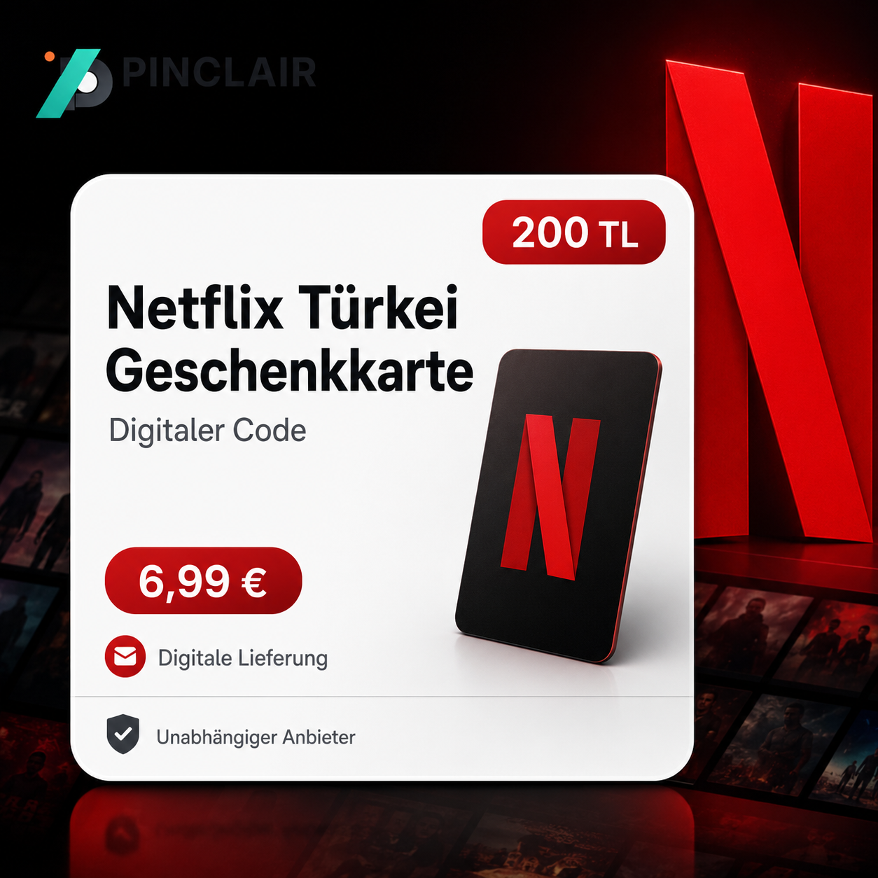 Netflix Tuerkei Geschenkkarte 200 TRY als digitaler Code