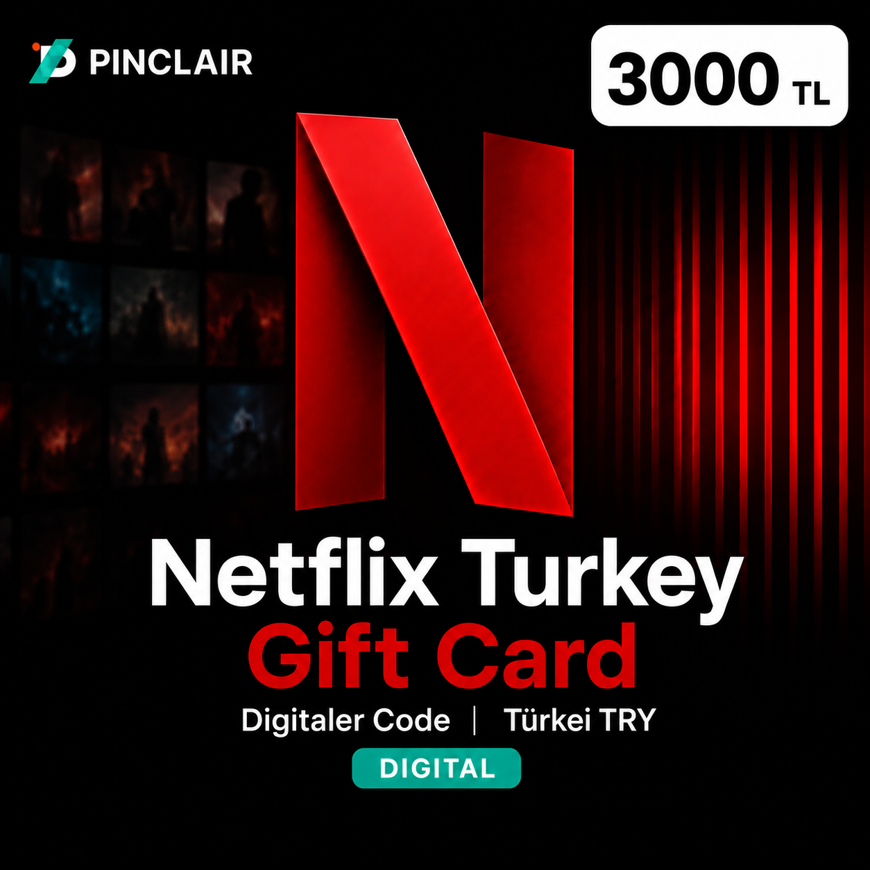 Netflix Türkei Geschenkkarte 3000 TRY - Pinclair