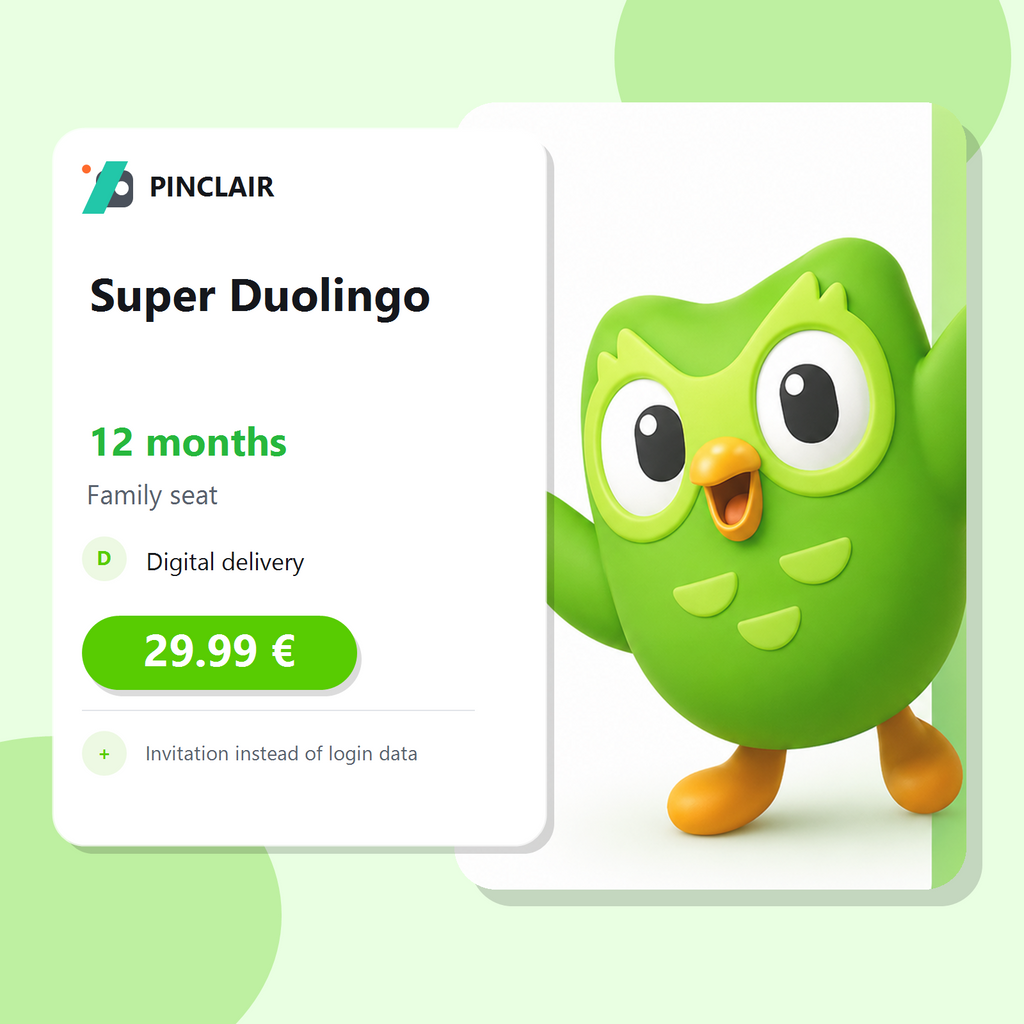 Super Duolingo family seat 12 months at 29.99 EUR
