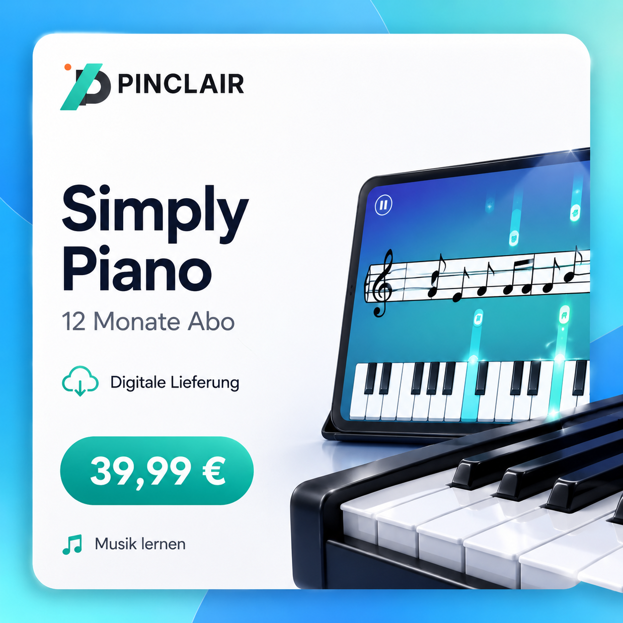 Simply Piano 12 Monate Einzelabo mit digitaler Lieferung