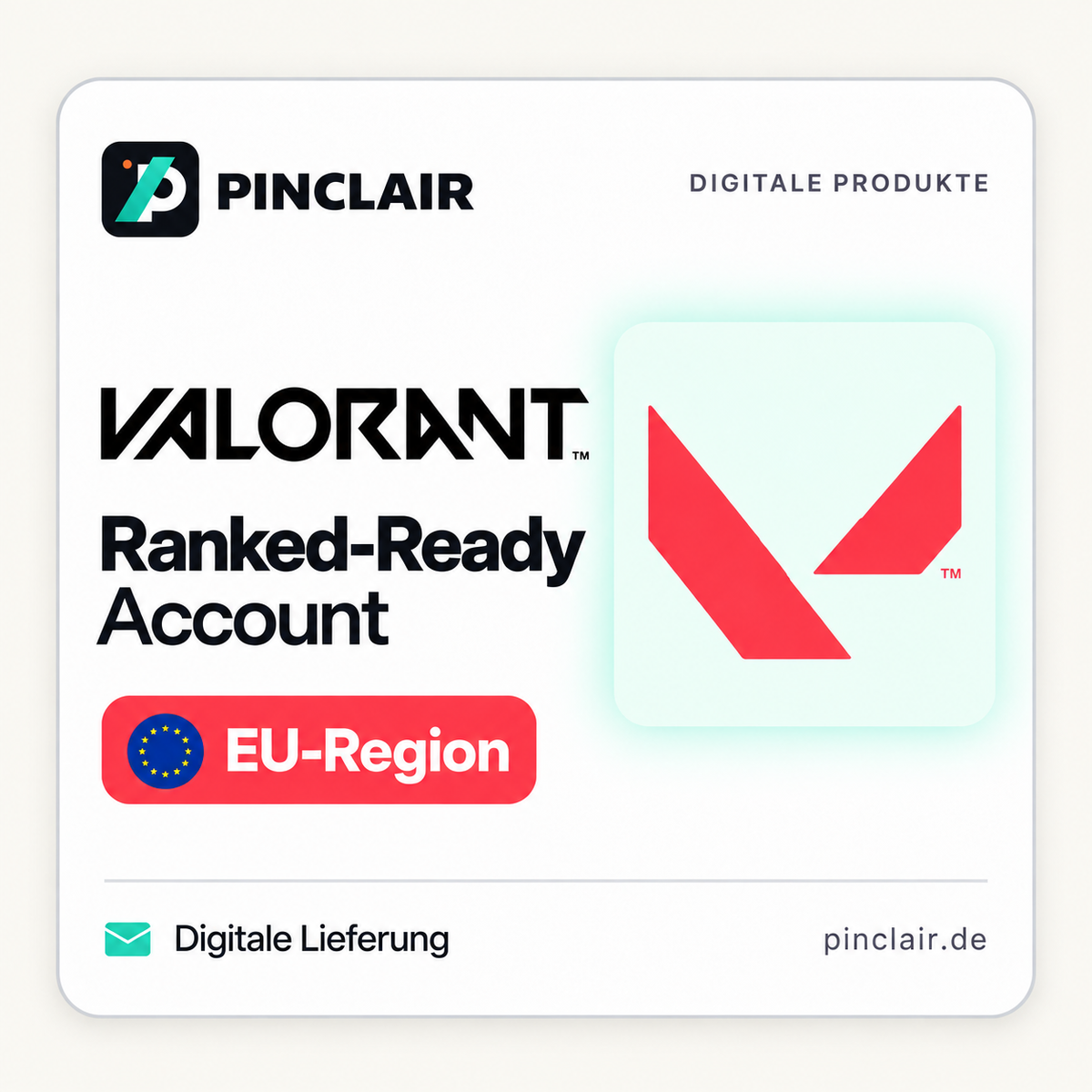 VALORANT Ranked-Ready-Account für die EU-Region, digitale Lieferung – Pinclair