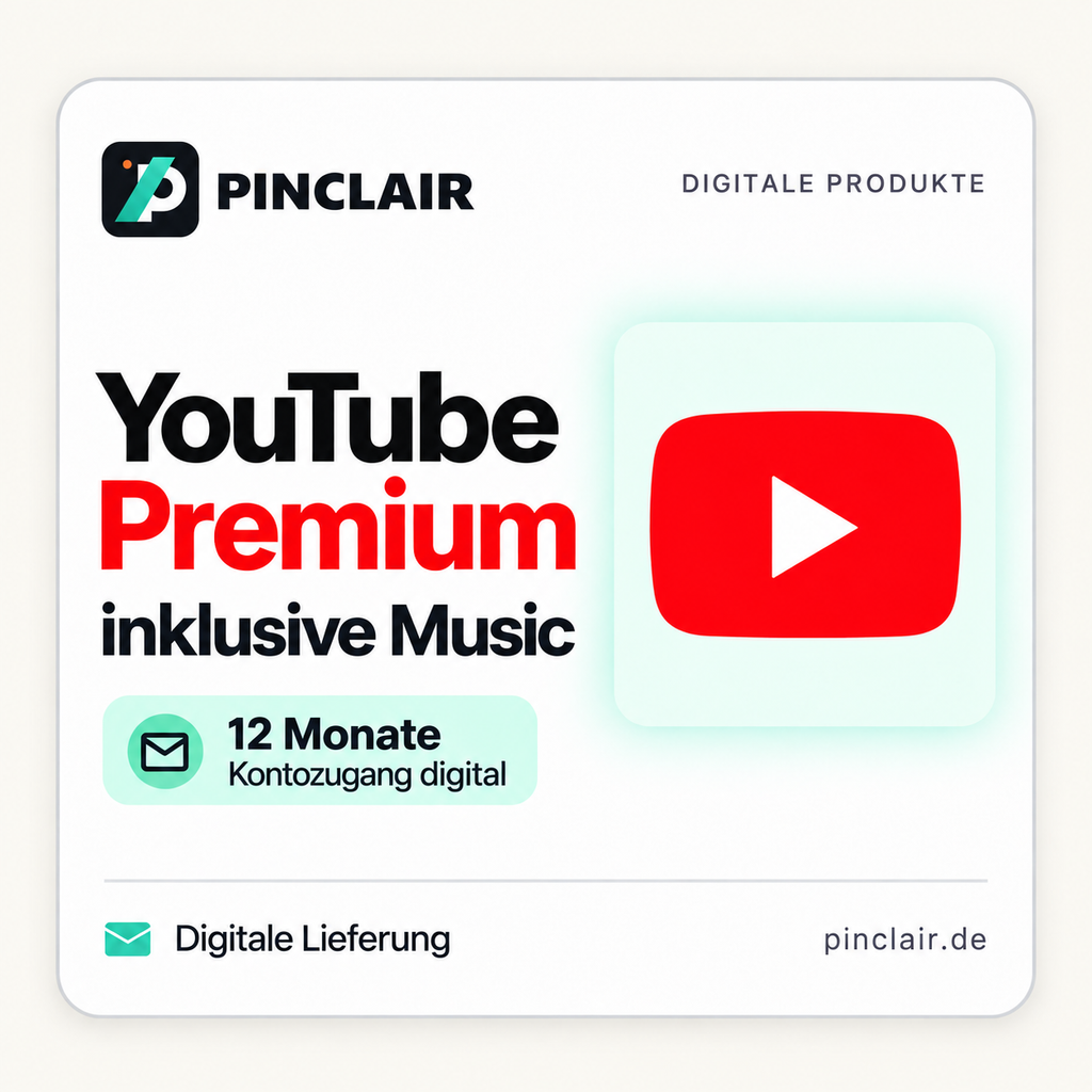 YouTube Premium inklusive Music: zwölf Monate digitaler Kontozugang – Pinclair