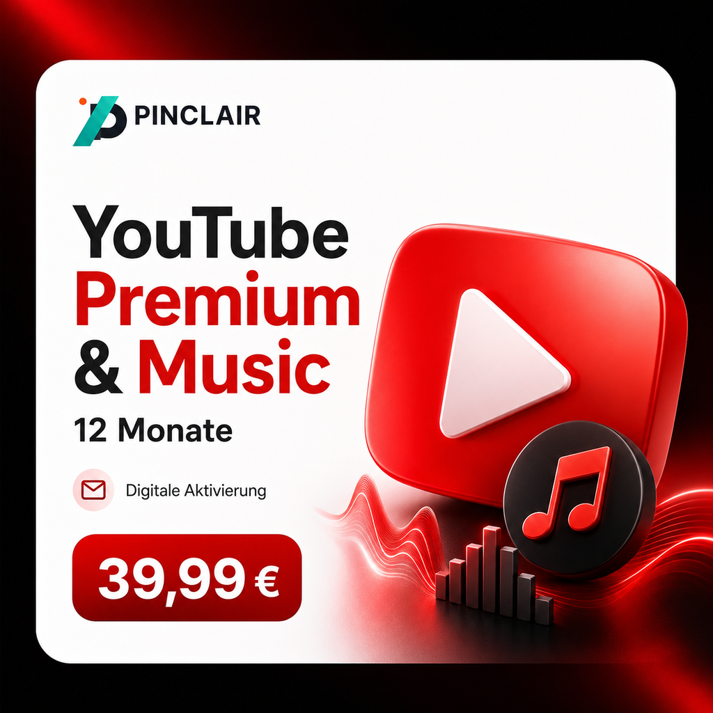 YouTube Premium und Music 12 Monate digital bei Pinclair